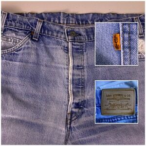 80s Levi's 532 (36x28.5) Mens Orange Tab Light Wash Distressed Button Fly